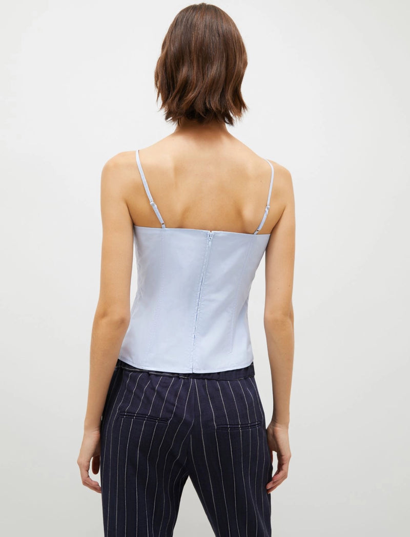 Bustier con rose e volant - Azzurro marella