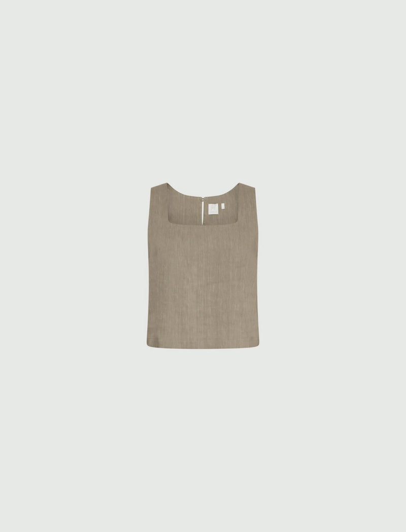 Top in viscosa e lino stretch - Verde marella Monochrome