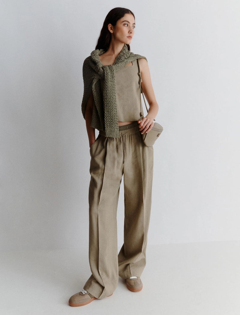 Top in viscosa e lino stretch - Verde marella Monochrome