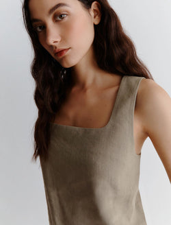 Top in viscosa e lino stretch - Verde marella Monochrome