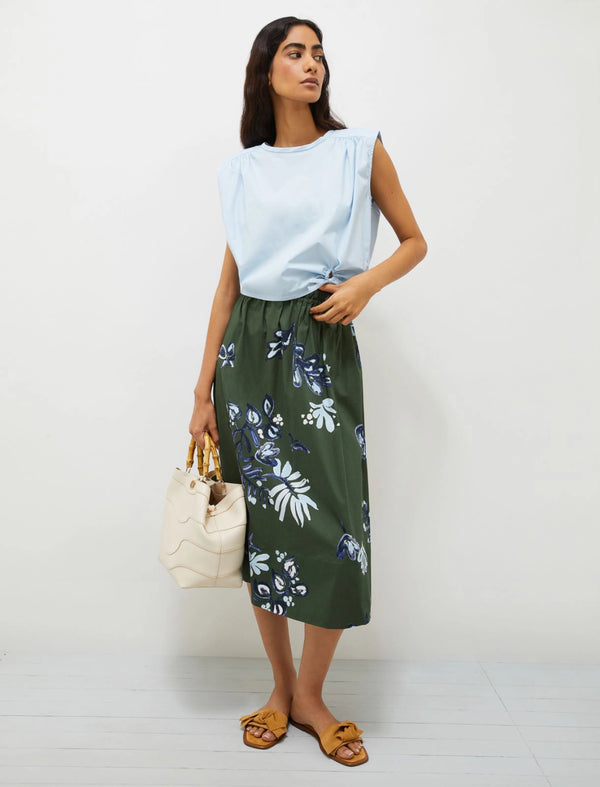 Blusa in cotone stretch - Azzurro Marella