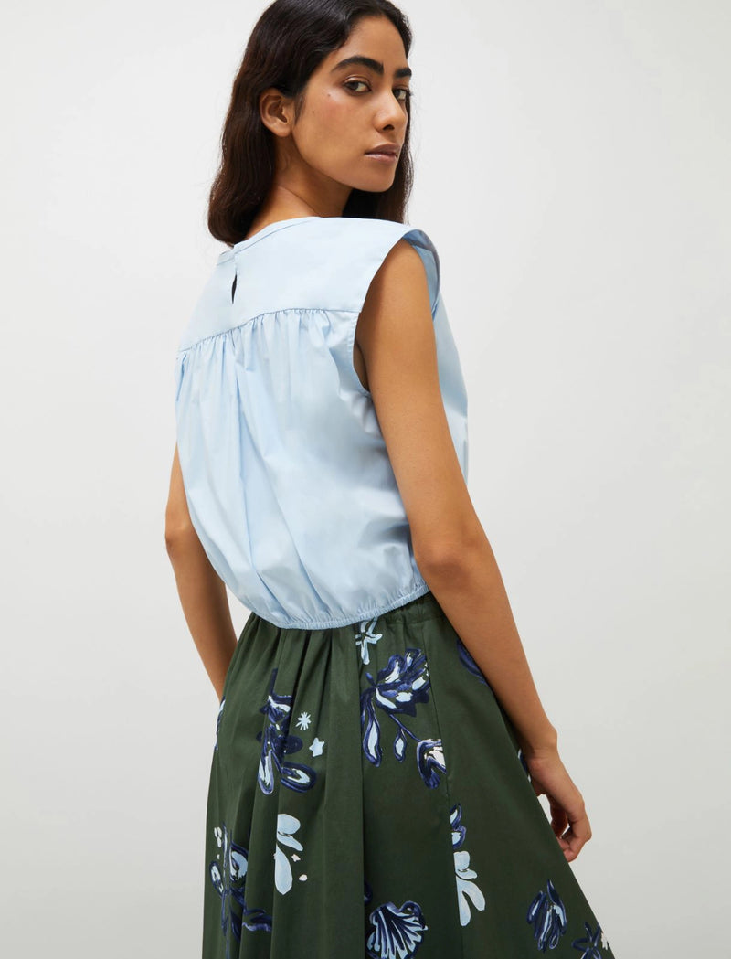 Blusa in cotone stretch - Azzurro Marella