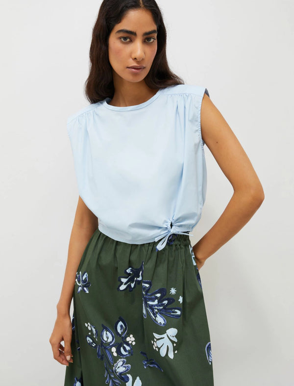 Blusa in cotone stretch - Azzurro Marella