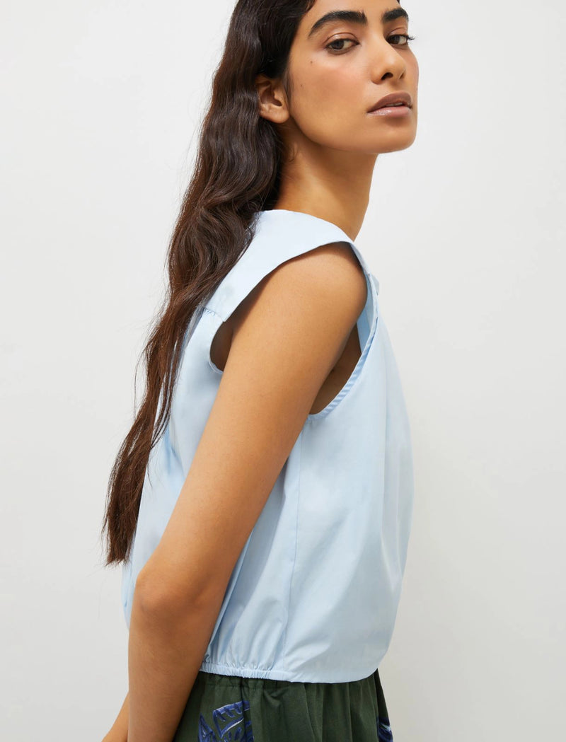 Blusa in cotone stretch - Azzurro Marella
