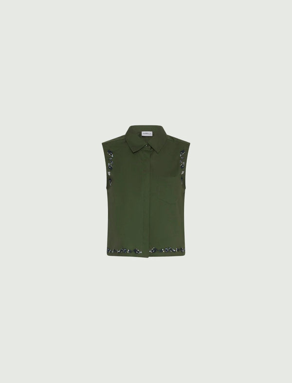 Top in cotone ricamato - Verde MARELLA