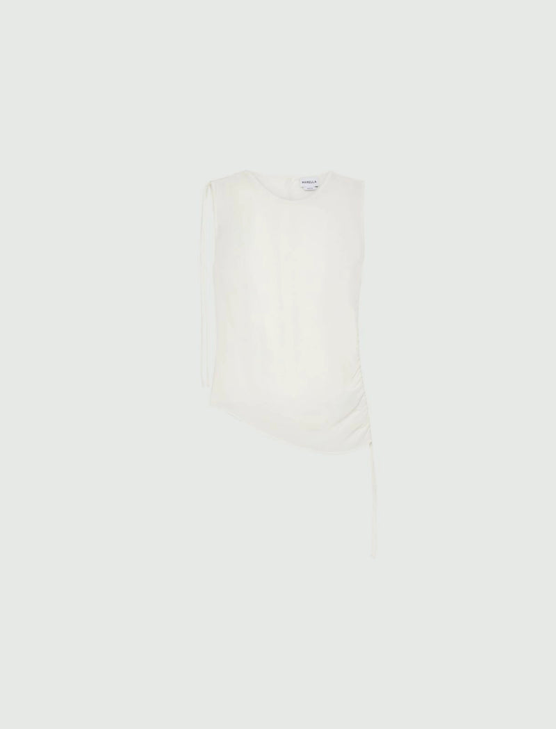 Top in seta con coulisse - Bianco Marella