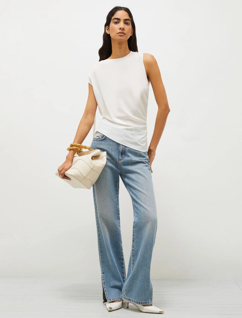 Top in seta con coulisse - Bianco Marella