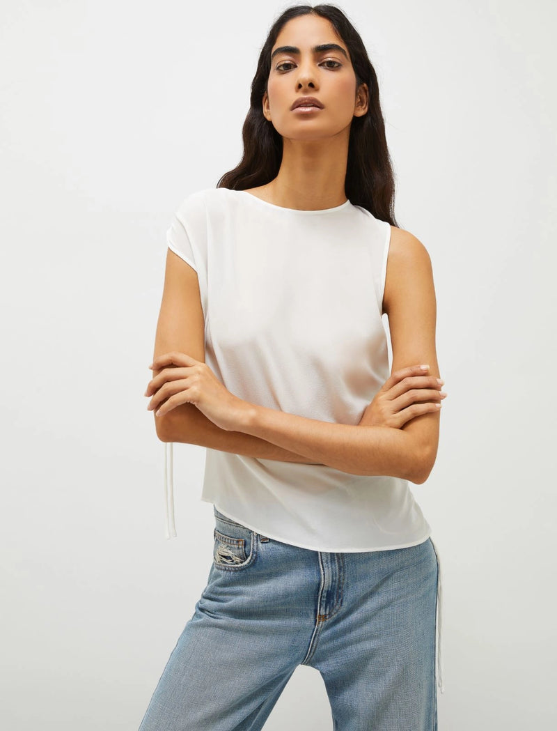 Top in seta con coulisse - Bianco Marella