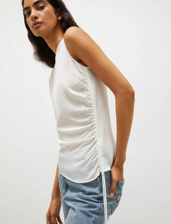 Top in seta con coulisse - Bianco Marella