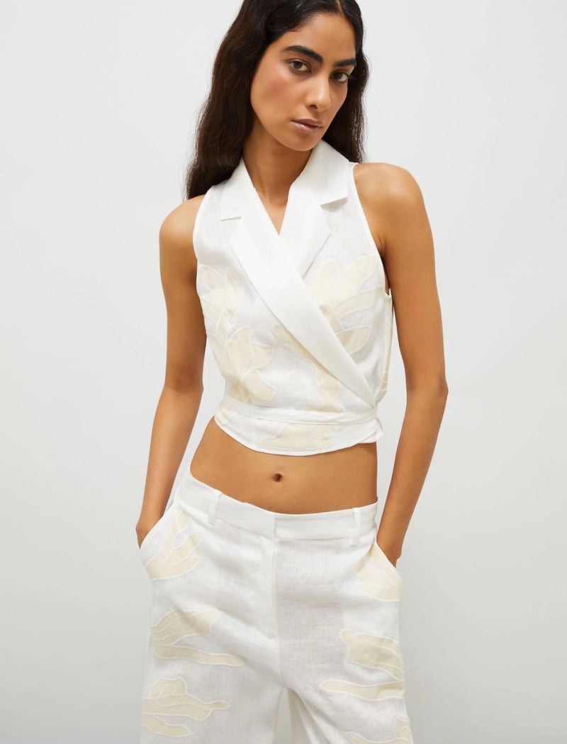 Gilet incrociato in lino - Bianco MARELLA