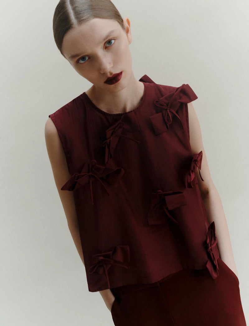 Blusa con fiocchi - BORDEAUX MARELLA