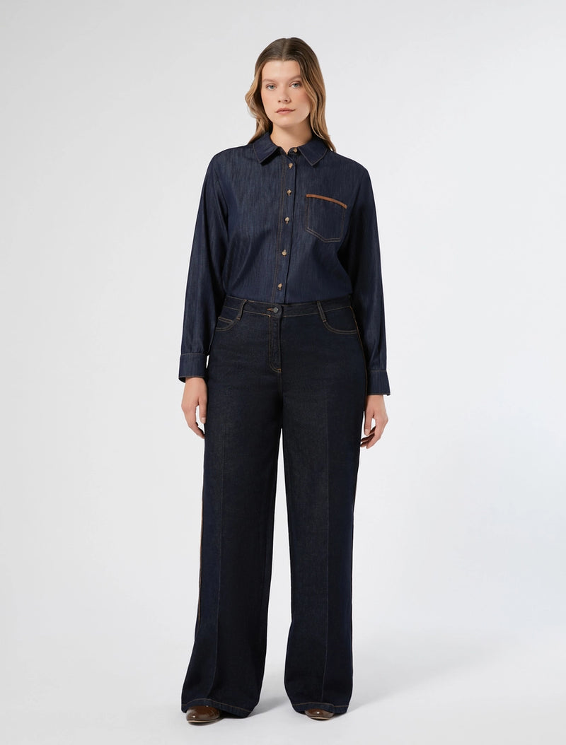 Jeans ampi in denim di cotone - BLU NOTTE PERSONA BY MARINA RINALDI