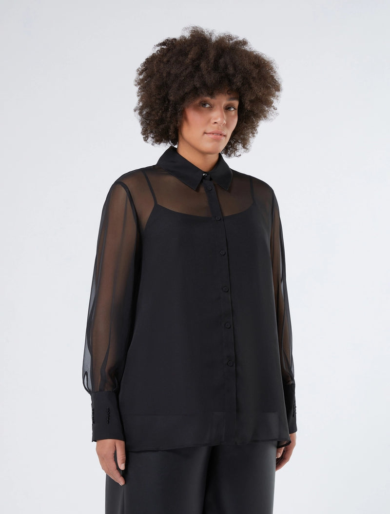 Camicia in chiffon con ricami - NERO PERSONA BY MARINA RINALDI