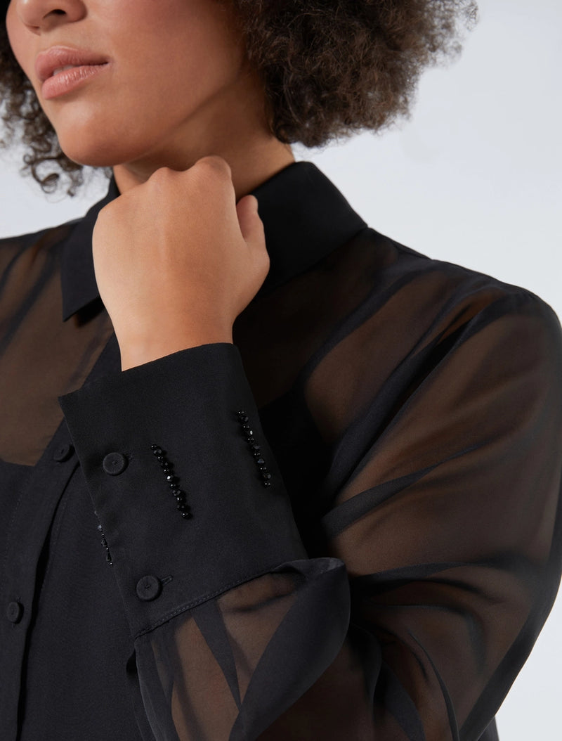 Camicia in chiffon con ricami - NERO PERSONA BY MARINA RINALDI