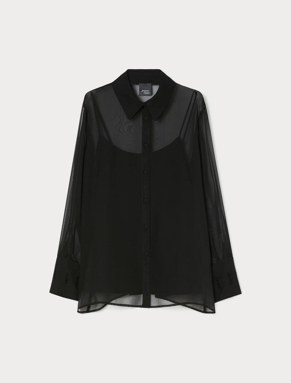 Camicia in chiffon con ricami - NERO PERSONA BY MARINA RINALDI