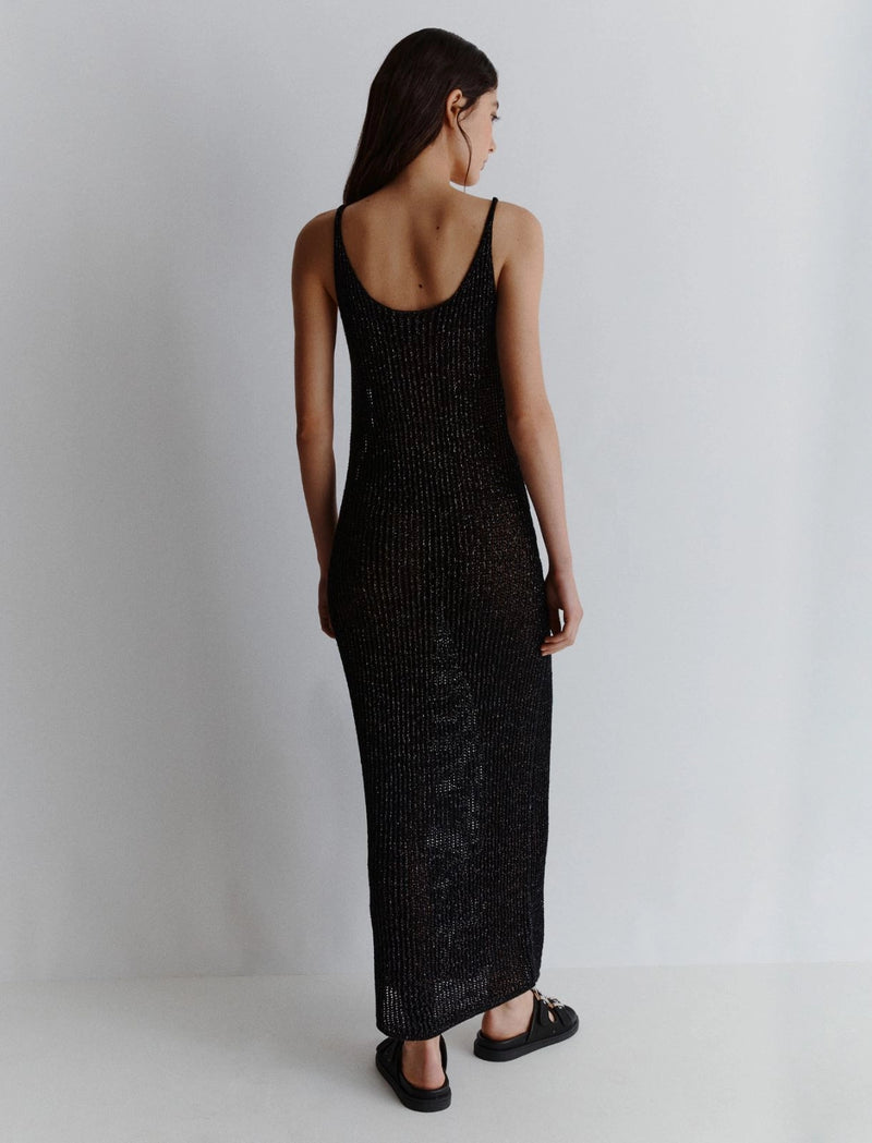 Abito in maglia di cotone e lurex - Nero marella monochrome