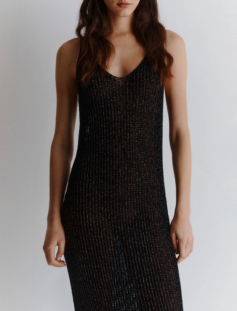 Abito in maglia di cotone e lurex - Nero marella monochrome