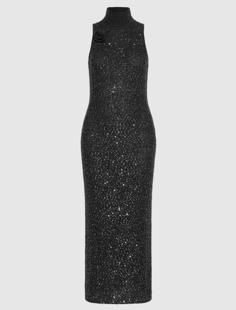 Abito smanicato in alpaca con paillette - GRIGIO MELANGE MARELLA