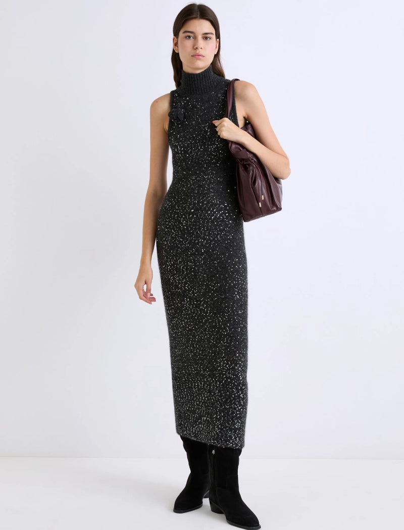 Abito smanicato in alpaca con paillette - GRIGIO MELANGE MARELLA