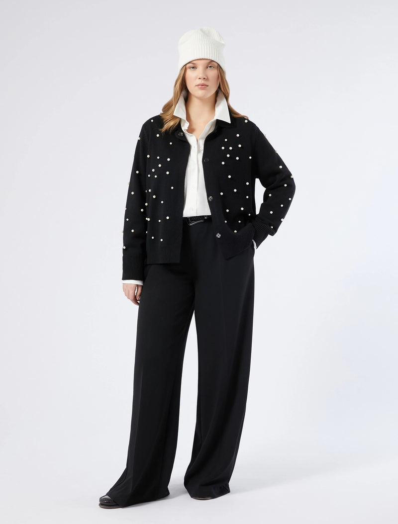 Cardigan in misto lana con perle - NERO PERSONA BY MARINA RINALDI