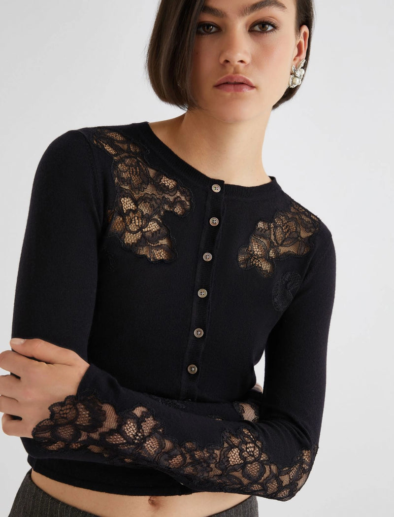 Cardigan con pizzo - NERO MARELLA