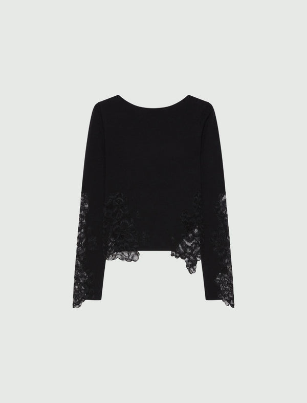 Maglia aderente con pizzo - NERO MARELLA