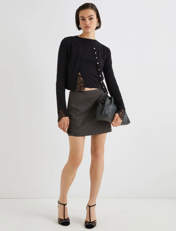 Maglia aderente con pizzo - NERO MARELLA