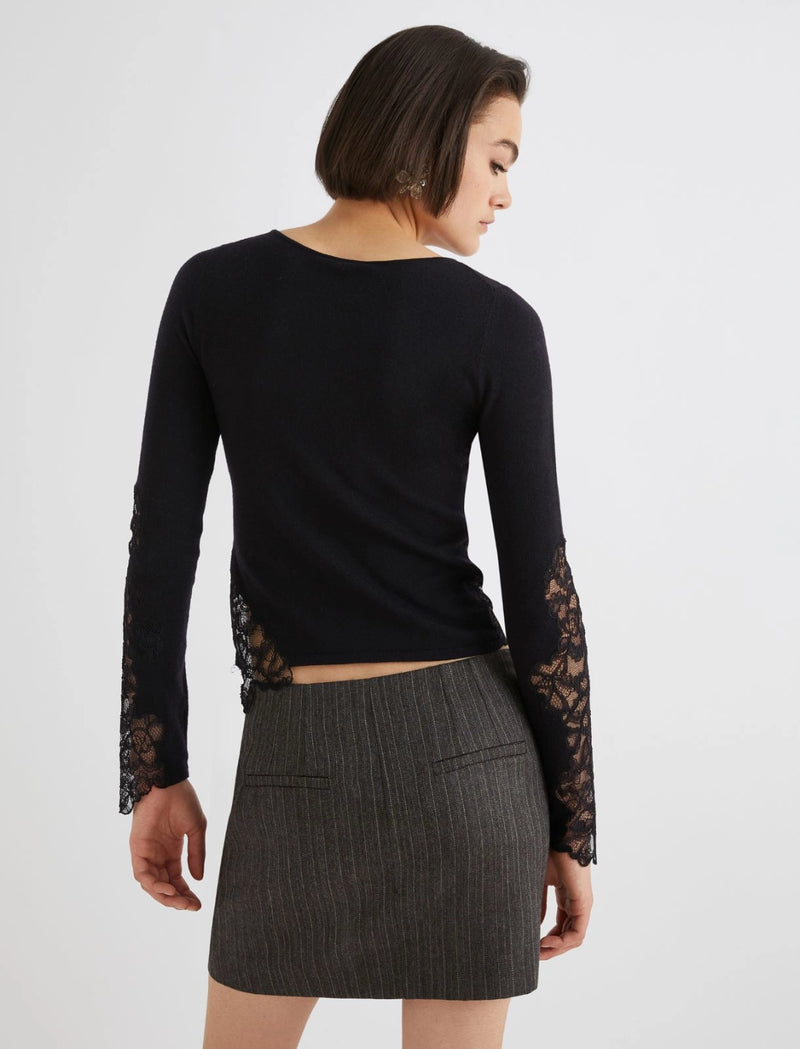 Maglia aderente con pizzo - NERO MARELLA