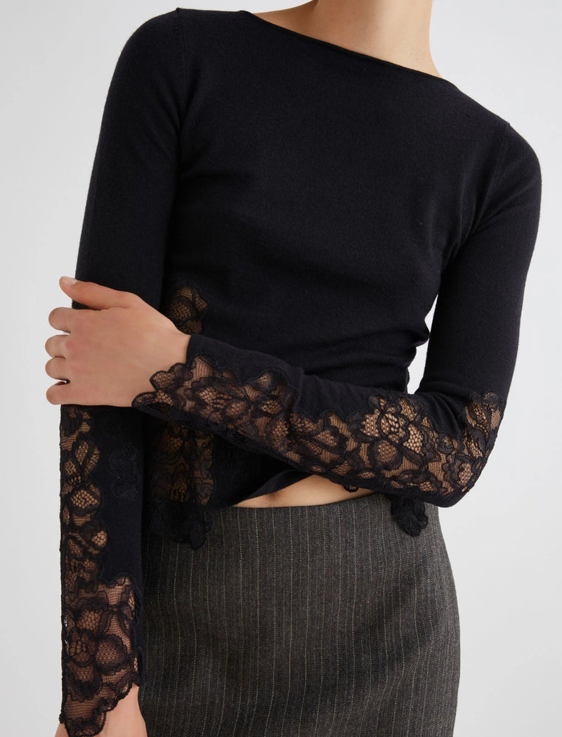 Maglia aderente con pizzo - NERO MARELLA