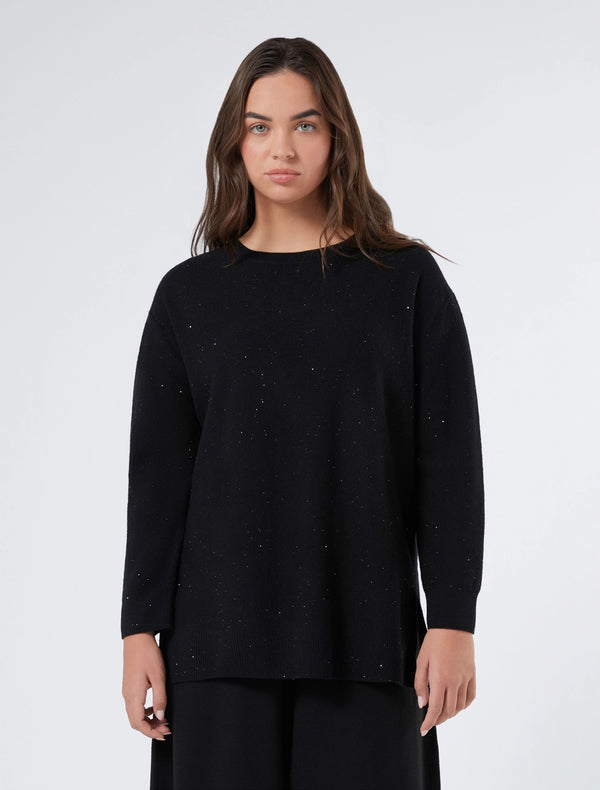 Maglia in lana con paillettes - NERO PERSONA BY MARINA RINALDI