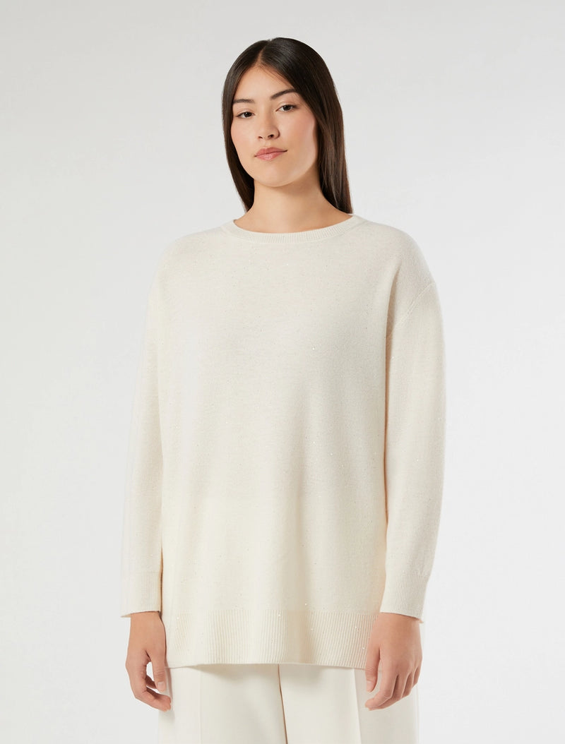 Maglia in lana con paillettes - BIANCO AVORIO