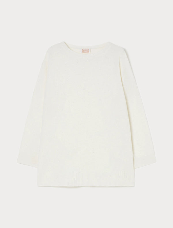 Maglia in lana con paillettes - BIANCO AVORIO
