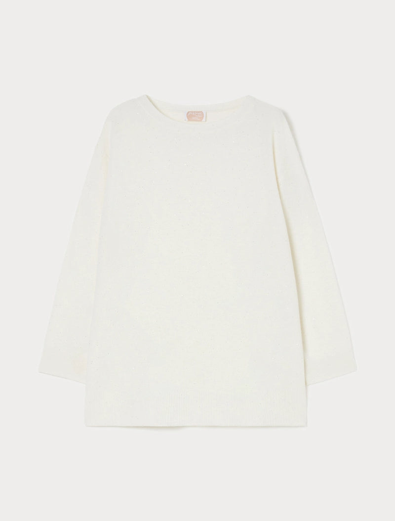 Maglia in lana con paillettes - BIANCO AVORIO