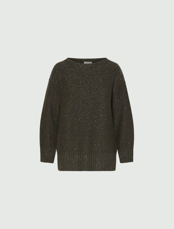 Maglia dritta in misto cashmere - VERDE OLIVA MARELLA MONOCHROME