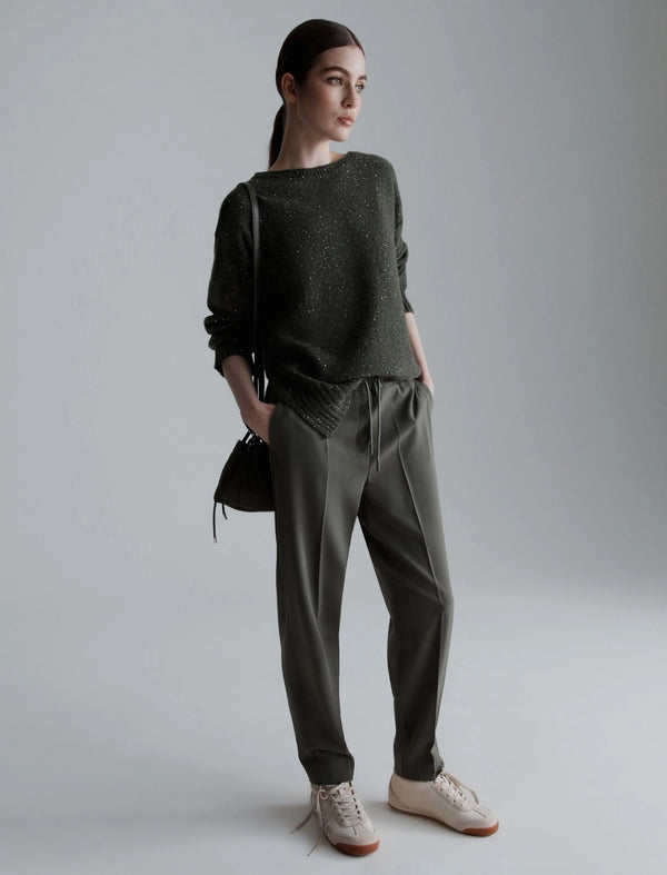 Maglia dritta in misto cashmere - VERDE OLIVA MARELLA MONOCHROME