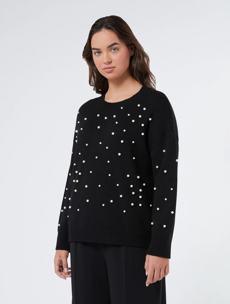 Maglia in misto cachemire con perle - NERO PERSONA BY MARINA RINALDI