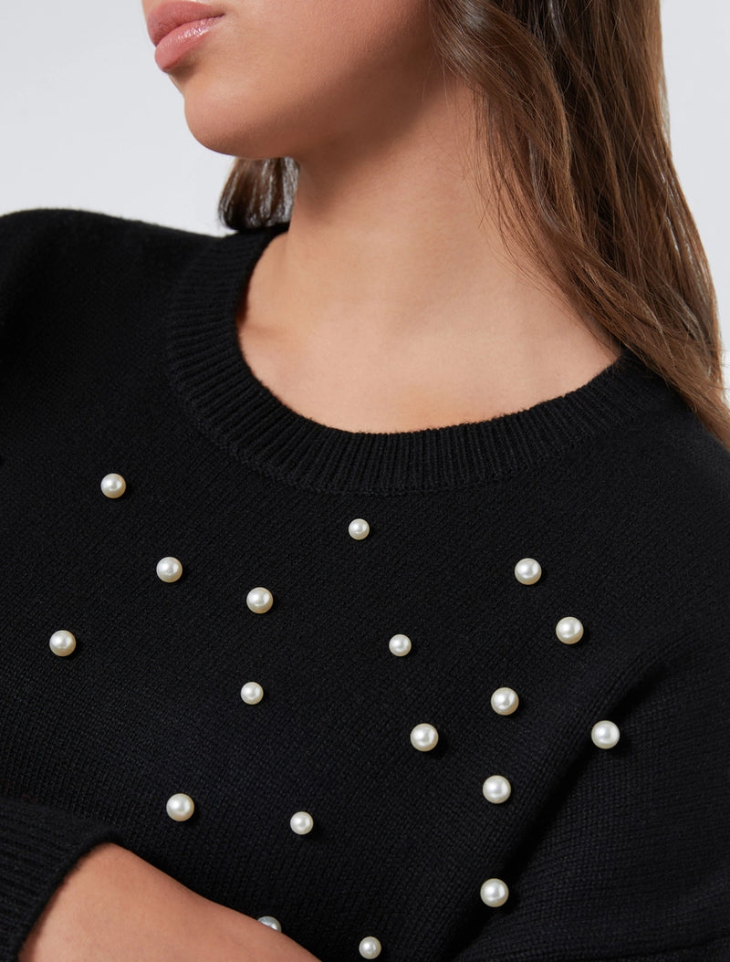 Maglia in misto cachemire con perle - NERO PERSONA BY MARINA RINALDI