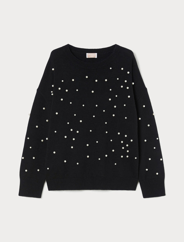 Maglia in misto cachemire con perle - NERO PERSONA BY MARINA RINALDI