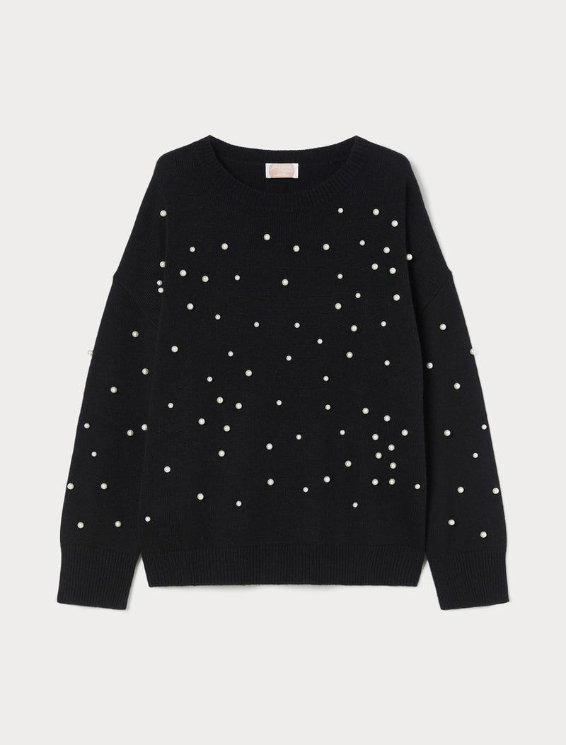 Maglia in misto cachemire con perle - NERO PERSONA BY MARINA RINALDI