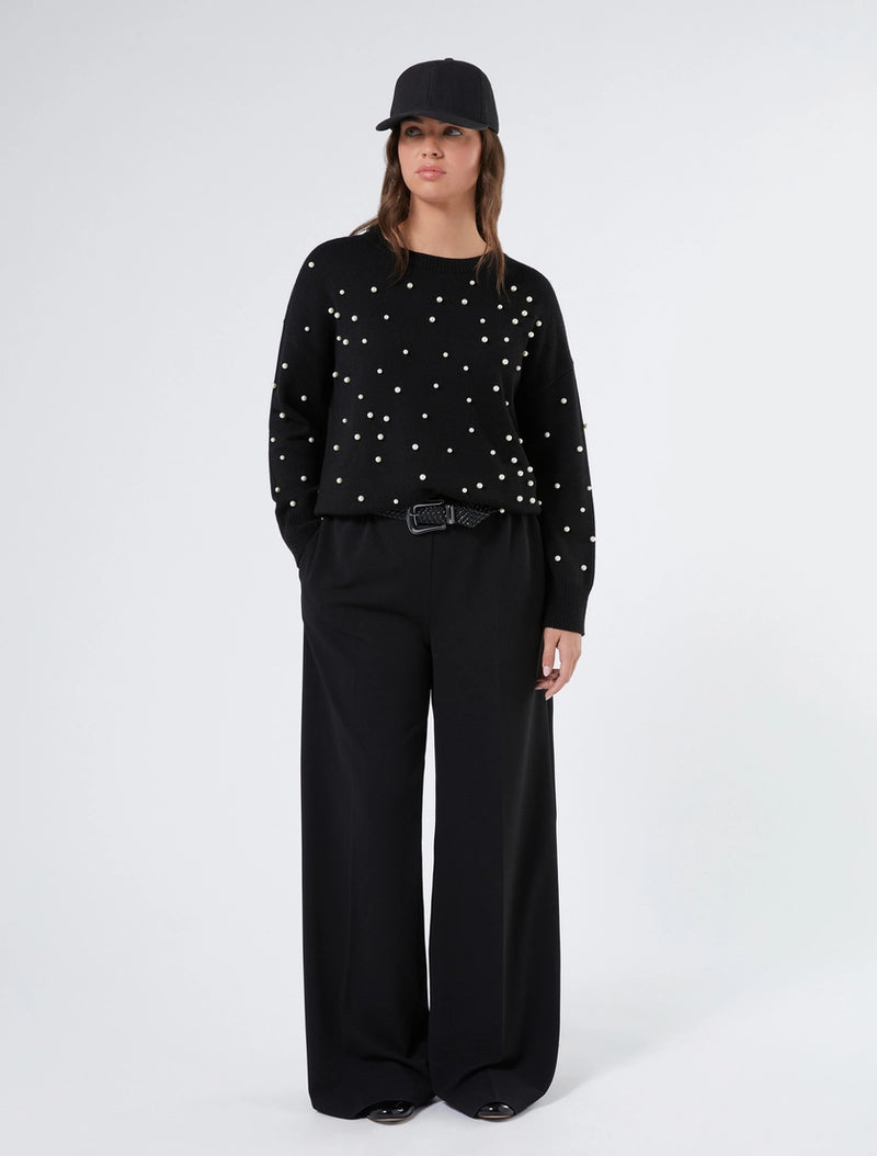 Maglia in misto cachemire con perle - NERO PERSONA BY MARINA RINALDI