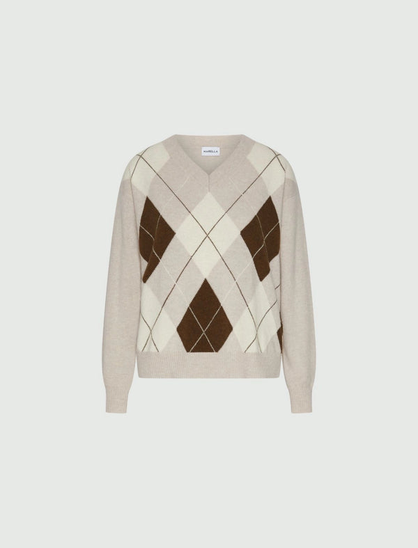 Maglia con intarsi in misto cashmere - NATURALE MARELLA