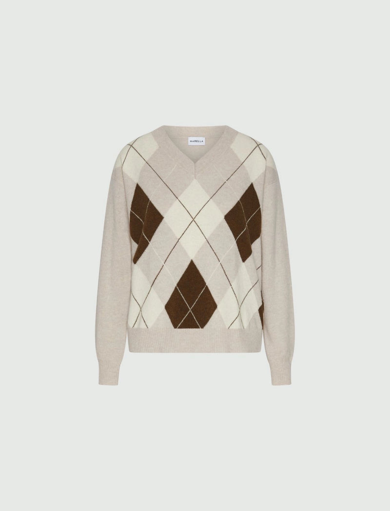 Maglia con intarsi in misto cashmere - NATURALE MARELLA