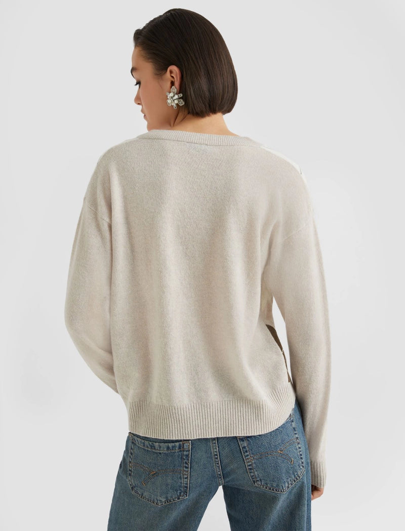 Maglia con intarsi in misto cashmere - NATURALE MARELLA