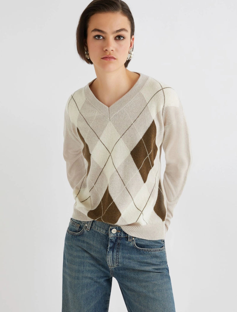 Maglia con intarsi in misto cashmere - NATURALE MARELLA