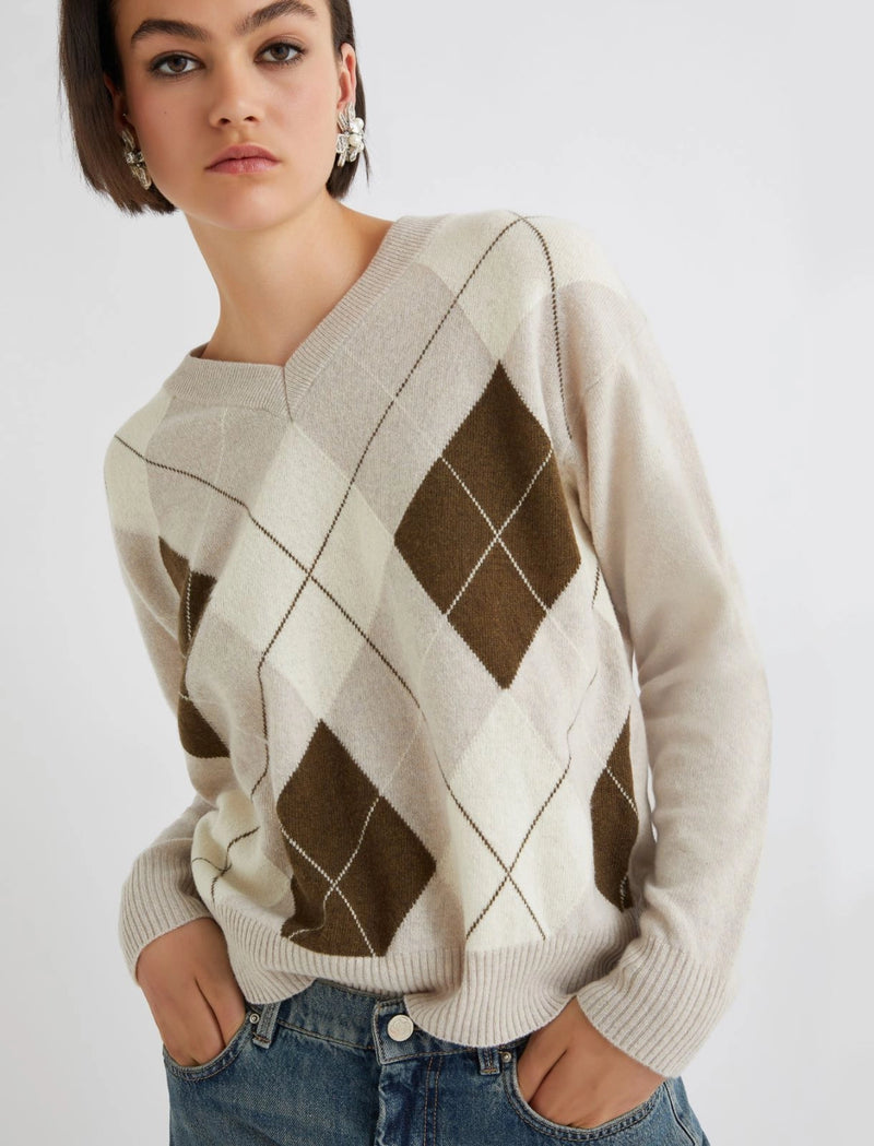 Maglia con intarsi in misto cashmere - NATURALE MARELLA