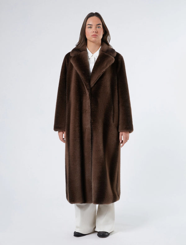 Cappotto lungo dalla texture soffice - MARRONE PERSONA BY MARINA RINALDI