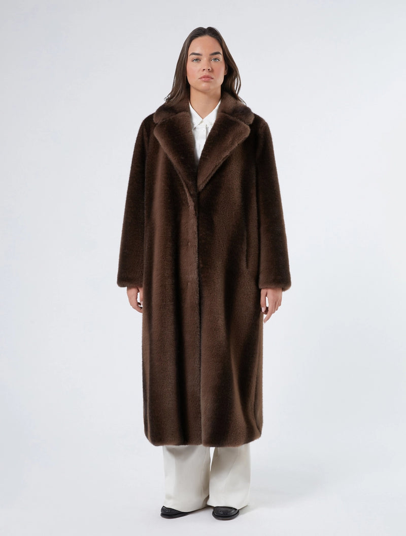 Cappotto lungo dalla texture soffice - MARRONE PERSONA BY MARINA RINALDI