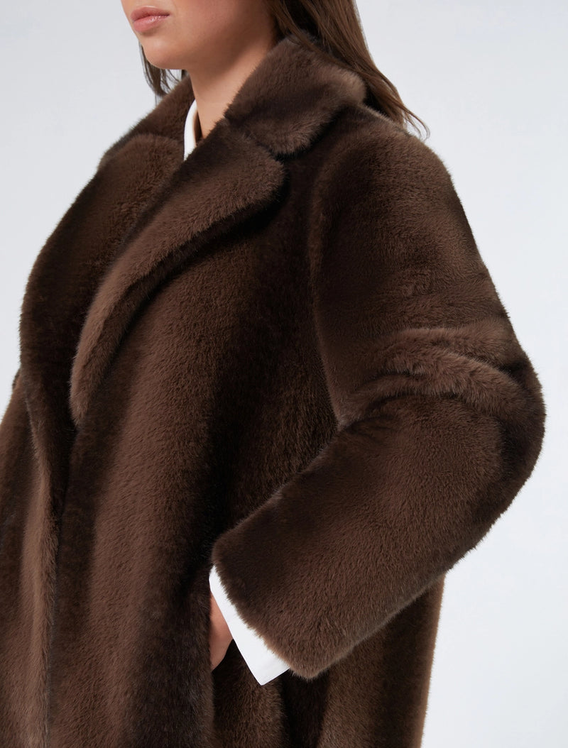 Cappotto lungo dalla texture soffice - MARRONE PERSONA BY MARINA RINALDI