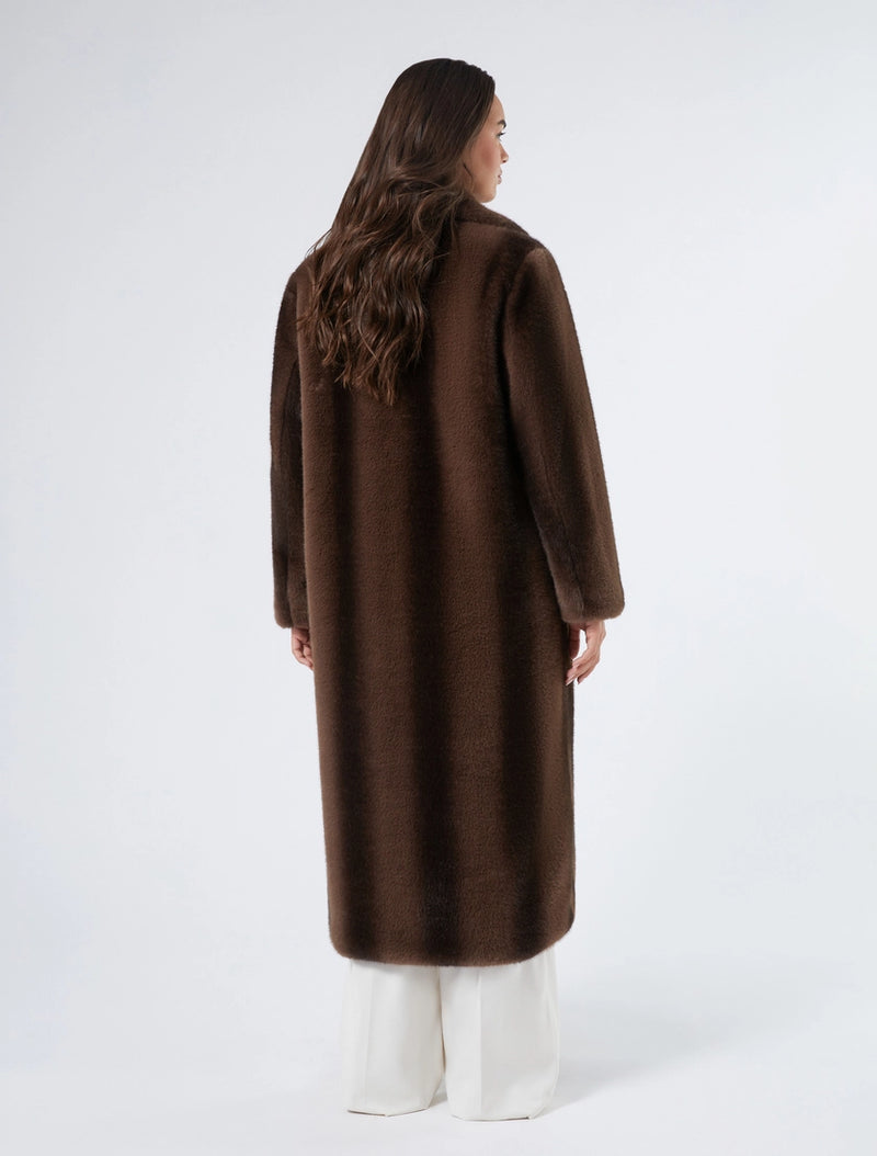 Cappotto lungo dalla texture soffice - MARRONE PERSONA BY MARINA RINALDI