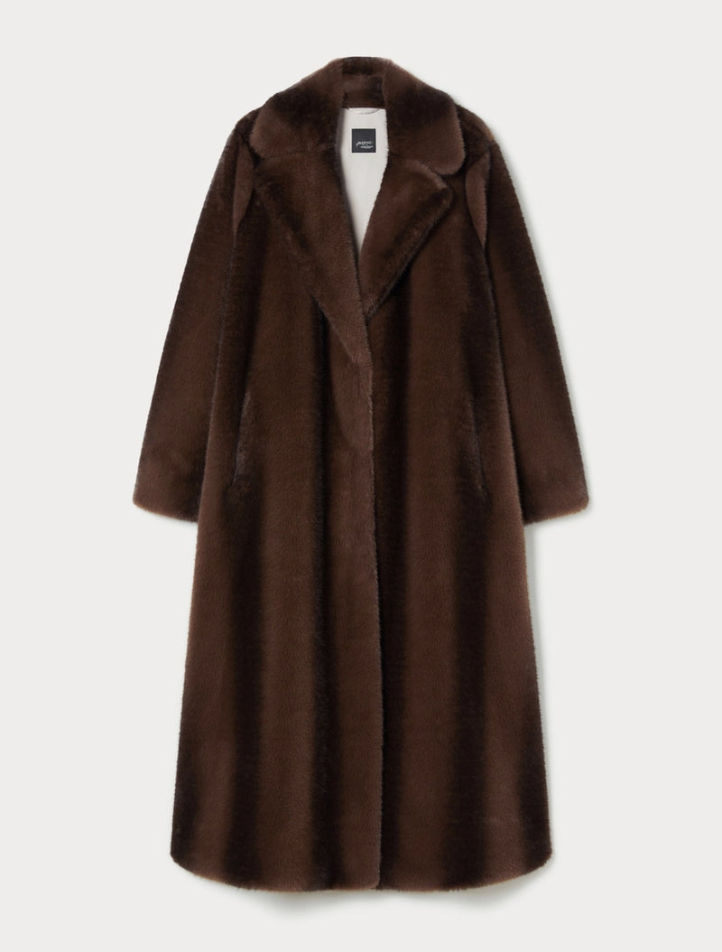 Cappotto lungo dalla texture soffice - MARRONE PERSONA BY MARINA RINALDI